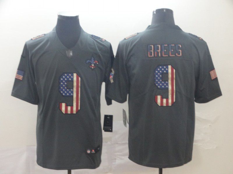 Men New Orleans Saints #9 Brees Carbon Black Retro USA flag Nike NFL Jerseys->cleveland browns->NFL Jersey